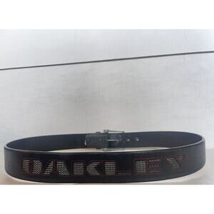 RARE Oakley Y2K Steel Futuristic Gorpcore Leather Designer Belt Black & Red VTG